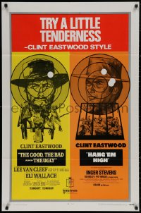 4m0890 GOOD, THE BAD & THE UGLY/HANG 'EM HIGH 1sh 1969 Clint Eastwood, try a little tenderness!
