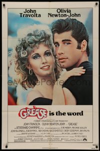 4m0893 GREASE 1sh 1978 c/u of John Travolta & Olivia Newton-John in a most classic musical!