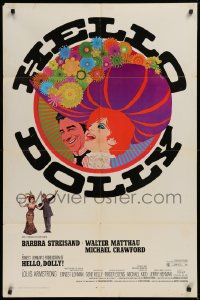4m0916 HELLO DOLLY 1sh 1969 art of Barbra Streisand & Walter Matthau by Richard Amsel!
