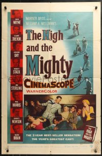 4m0920 HIGH & THE MIGHTY 1sh 1954 John Wayne, Claire Trevor, William Wellman airplane disaster!