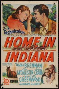 4m0929 HOME IN INDIANA 1sh 1944 sexy Jeanne Crain, Lon McCallister, Walter Brennan