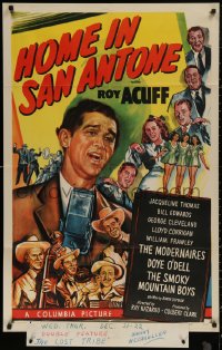 4m0930 HOME IN SAN ANTONE 1sh 1949 great artwork of Roy Acuff singing into radio microphone!