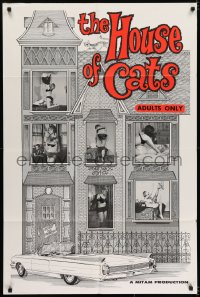 4m0933 HOUSE OF CATS 1sh 1966 sexy images of women in windows, cool art of house & car!