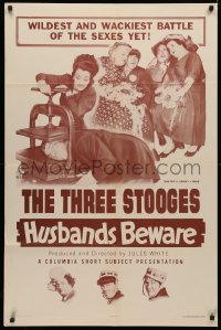 4m0937 HUSBANDS BEWARE 1sh 1956 The Three Stooges Moe, Larry & Shemp in battle of the sexes, rare!