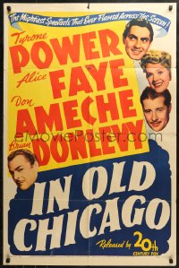 4m0947 IN OLD CHICAGO 1sh R1943 cool images of Tyrone Power, Brian Donlevy, Alice Faye & Don Ameche!