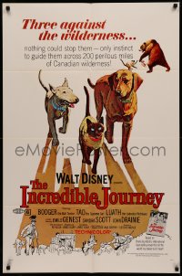 4m0948 INCREDIBLE JOURNEY 1sh R1969 Disney, art of Bull Terrier, Siamese cat & Labrador Retriever!
