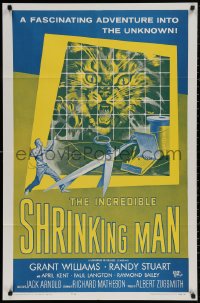 4m0949 INCREDIBLE SHRINKING MAN 1sh R1964 Jack Arnold classic, wonderful Reynold Brown sci-fi art!