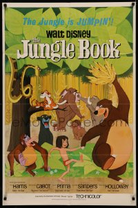 4m0966 JUNGLE BOOK 1sh 1967 Walt Disney cartoon classic, great image of Mowgli & friends!