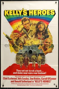 4m0972 KELLY'S HEROES 1sh R1972 Clint Eastwood, Telly Savalas, Don Rickles, Donald Sutherland!
