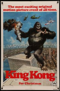 4m0977 KING KONG teaser 1sh 1976 John Berkey close up art of the BIG Ape!
