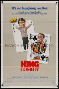 4m0978 KING OF COMEDY 1sh 1983 Robert DeNiro, Martin Scorsese, Jerry Lewis, cool playing card art!