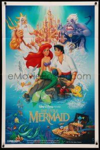 4m0999 LITTLE MERMAID DS 1sh 1989 great Bill Morrison art of Ariel & cast, Disney underwater cartoon