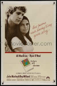 4m1016 LOVE STORY 1sh 1970 great romantic close up of Ali MacGraw & Ryan O'Neal!