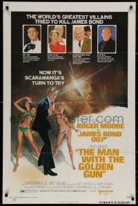 4m1032 MAN WITH THE GOLDEN GUN style B 1sh 1974 different art of Roger Moore as James Bond by Jung!