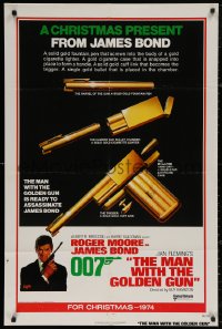 4m1033 MAN WITH THE GOLDEN GUN teaser 1sh 1974 a Christmas present from James Bond, Robert McGinnis!