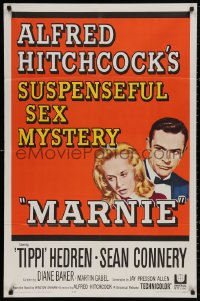 4m1041 MARNIE 1sh 1964 Sean Connery & Tippi Hedren in Hitchcock's suspenseful sex mystery!