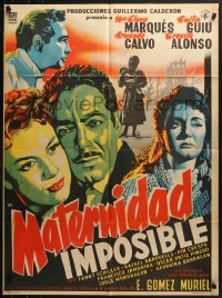 4m0148 MATERNIDAD IMPOSIBLE Mexican poster 1955 Maria Elena Marques, Emilia Guiu, Armando Calvo