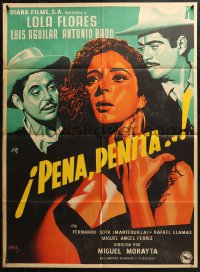 4m0149 PENA, PENITA, PENA Mexican poster 1953 art of sexy gypsy Lola Flores & lovers by Josep Renau!