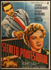 4m0152 SECRETO PROFESIONAL Mexican poster 1955 art of man on witness stand pointing accusing finger!