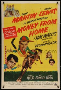 4m1054 MONEY FROM HOME 3D 1sh 1954 Dean Martin with wacky horse jockey Jerry Lewis, Damon Runyon!