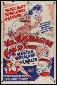 4m1059 MR. WASHINGTON GOES TO TOWN 1sh R1940s Mantan Moreland, Toddy all-black comedy!