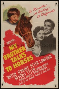 4m1063 MY BROTHER TALKS TO HORSES 1sh 1947 art of Butch Jenkins & race horse, Peter Lawford, Tyler