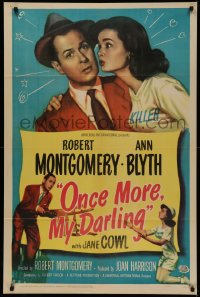 4m1094 ONCE MORE MY DARLING 1sh 1949 man about town Robert Montgomery meets sexy Ann Blyth!