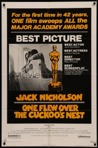 4m1098 ONE FLEW OVER THE CUCKOO'S NEST awards 1sh 1975 Nicholson & Sampson, Forman, Best Picture!