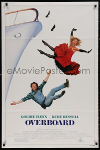 4m1108 OVERBOARD 1sh 1987 Gary Marshall, image of Goldie Hawn & Kurt Russell falling off ship!
