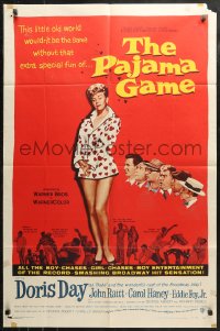 4m1109 PAJAMA GAME 1sh 1957 sexy full-length image of Doris Day, who chases boys!