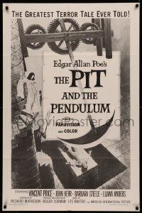 4m1126 PIT & THE PENDULUM 1sh R1967 Edgar Allan Poe's greatest terror tale, horror art!