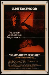 4m1131 PLAY MISTY FOR ME 1sh 1971 classic Clint Eastwood, Jessica Walter, an invitation to terror!