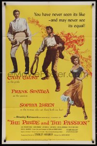 4m1138 PRIDE & THE PASSION 1sh 1957 art of Cary Grant w/sword, Frank Sinatra w/whip, Sophia Loren!