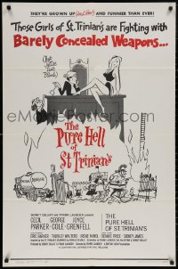 4m1140 PURE HELL OF ST TRINIAN'S 1sh 1961 English comedy, sexy artwork, barely concealed weapons!