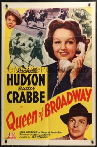 4m1143 QUEEN OF BROADWAY 1sh 1942 bookie Rochelle Hudson, Buster Crabbe & Paul Bryar!