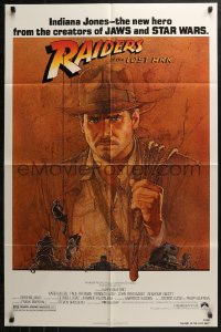 4m1145 RAIDERS OF THE LOST ARK 1sh 1981 great art of adventurer Harrison Ford by Richard Amsel!
