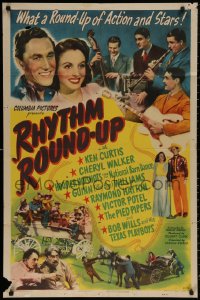 4m1159 RHYTHM ROUND-UP 1sh 1945 Ken Curtis, Cheryl Walker & lots of country western music stars!