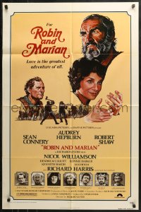 4m1171 ROBIN & MARIAN 1sh 1976 Sheriff Robert Shaw, Sean Connery & Audrey Hepburn by Drew Struzan!