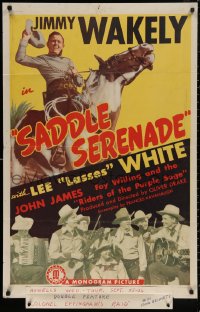 4m1182 SADDLE SERENADE 1sh 1945 Jimmy Wakely, Lee Lasses White, Riders of the Purple Sage!
