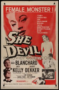 4m1193 SHE DEVIL 1sh 1957 sexy inhuman female monster who destroyed everything she touched!