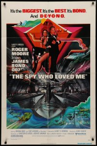 4m1224 SPY WHO LOVED ME 1sh 1977 great art of Roger Moore as James Bond by Bob Peak!