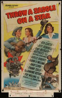 4m1276 THROW A SADDLE ON A STAR 1sh 1946 Ken Curtis, Jeff Donnell, country western musical!
