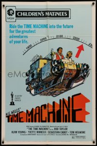 4m1284 TIME MACHINE 1sh R1972 H.G. Wells, George Pal, great completely different sci-fi artwork!