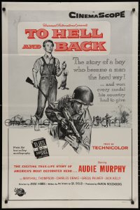 4m1287 TO HELL & BACK military 1sh 1955 Audie Murphy's life story as a kid soldier in World War II!