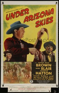 4m1308 UNDER ARIZONA SKIES 1sh 1946 Johnny Mack Brown with gun belt, Reno Blair, Raymond Hatton!