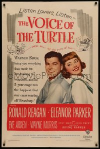 4m1320 VOICE OF THE TURTLE 1sh 1948 smiling Ronald Reagan & Eleanor Parker back-to-back, ultra rare!