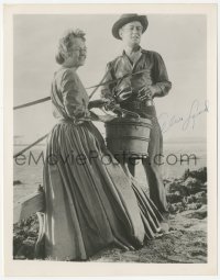 4p0329 ALAN LADD signed 8x10.25 still 1958 close up with Olivia De Havilland in The Proud Rebel!