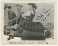 4p0388 JUDY CANOVA signed 8x10 still 1955 w/Clyde & Elliott on giant rocket in Carolina Cannonball!