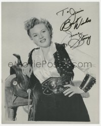 4p0589 JUNE STOREY signed 8x9.75 REPRO still 1980s great close portrait wearing cowgirl costume!