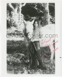 4p0590 KATHARINE ROSS signed 8x10 REPRO still 1980s the beautiful actress outdoors with horse!